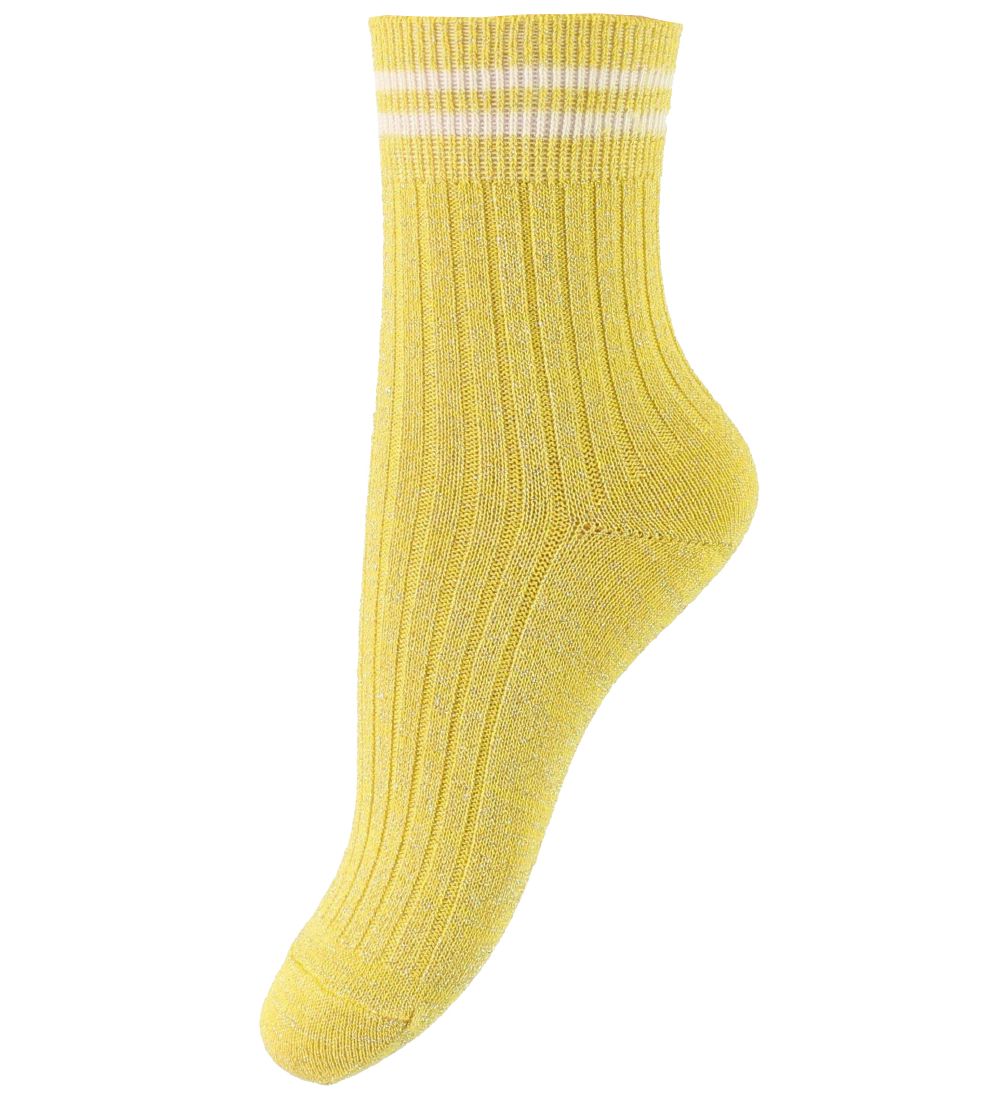 Molo Socks - 2-Pack - Nomi - Yellow Glitter/Black