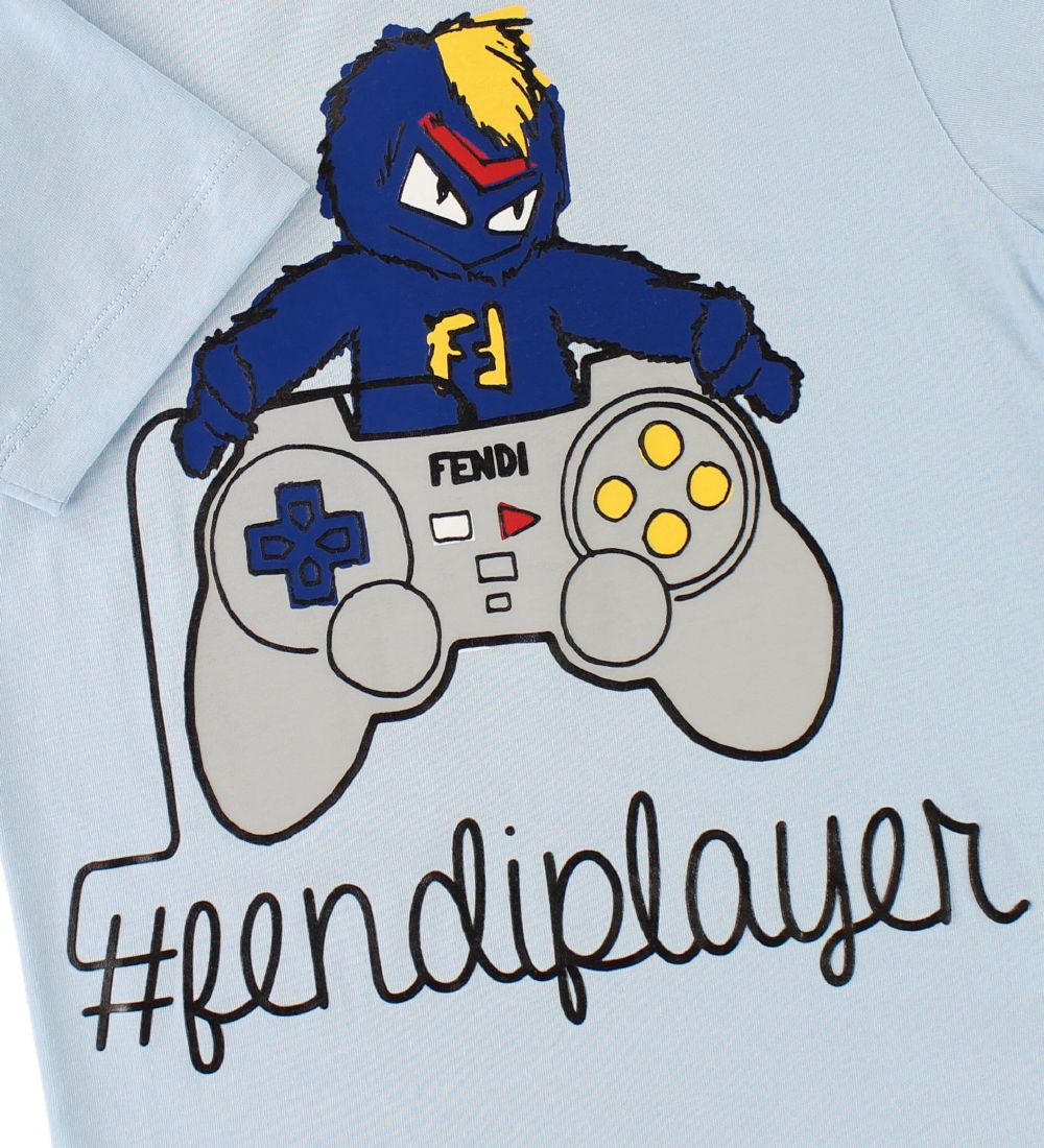 Fendi Kids T-shirt - Light Blue w. Fendirumi