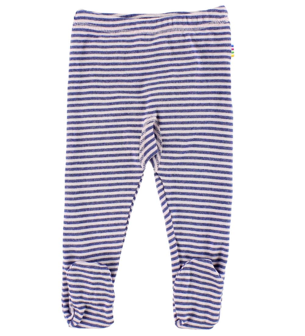 Joha Leggings w. Footies - Pink/Blue Striped