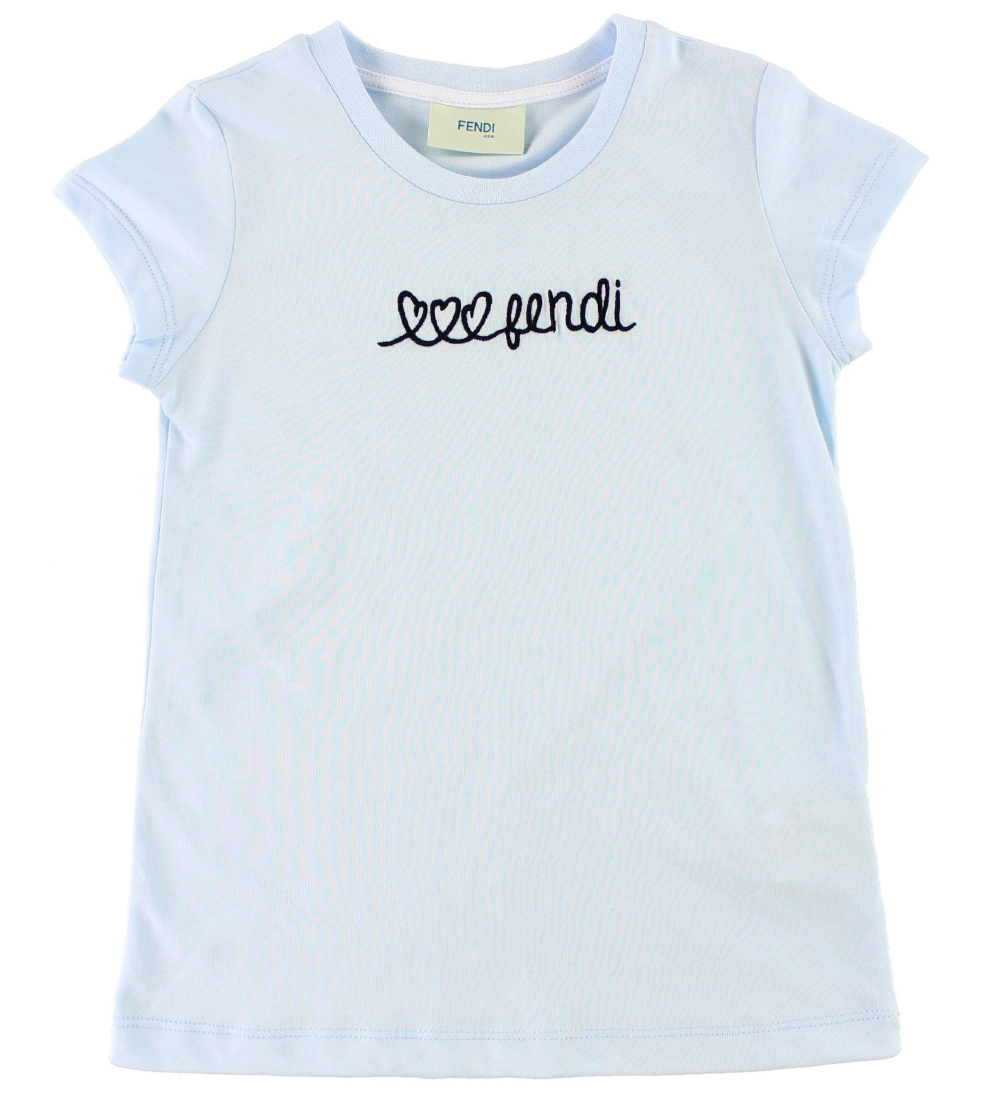 T-Shirt Fendi Kids - Bleu Clair av. Texte