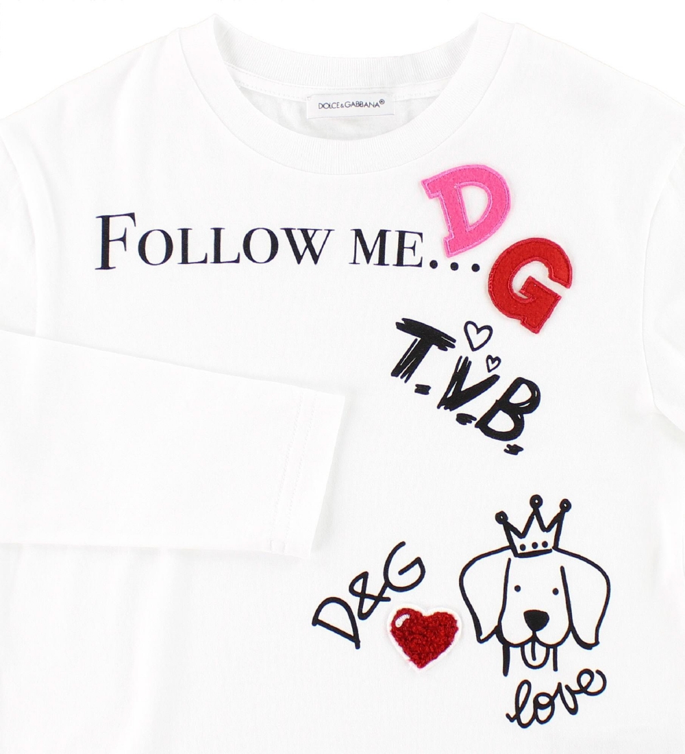 Dolce & Gabbana Blouse - White w. Print/Patches