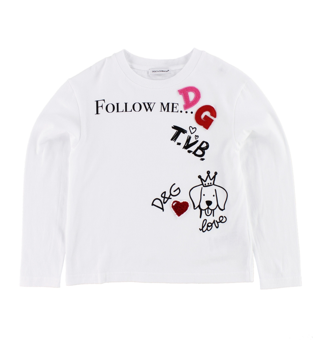 Dolce & Gabbana Blouse - White w. Print/Patches