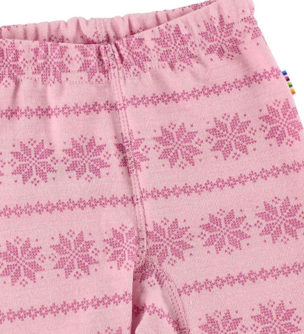 Joha Leggings w. Footies - Wool - Rose Pattern
