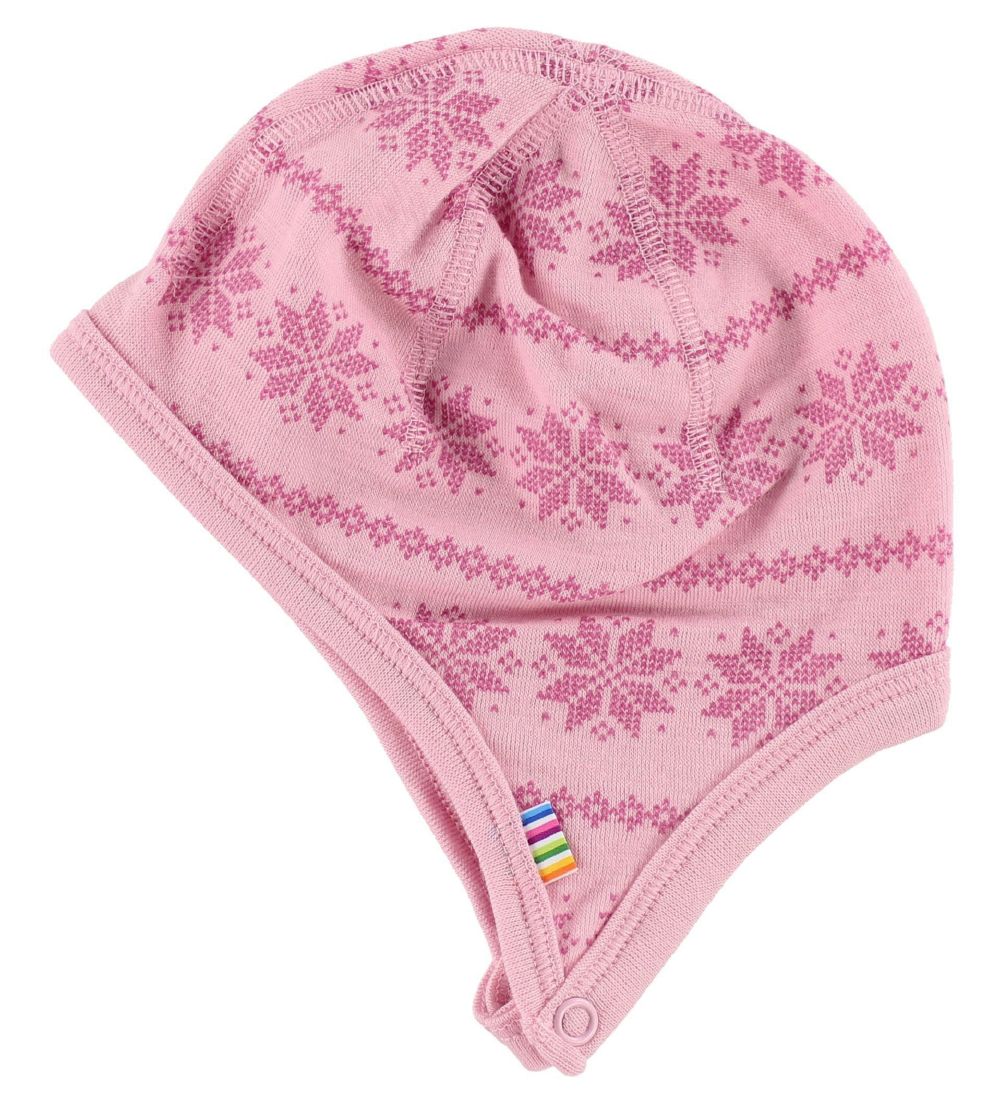 Joha Baby Hat - Wool - Pink w. Pattern
