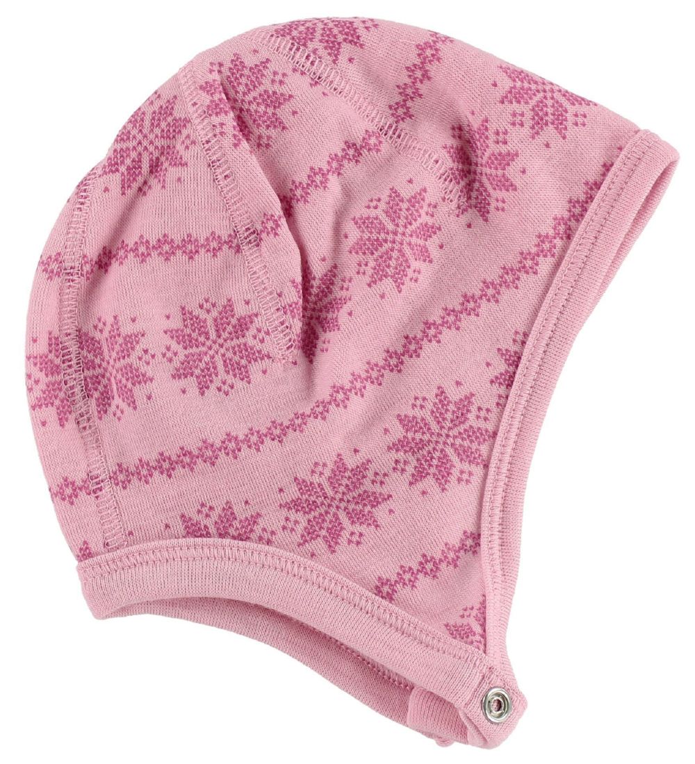 Joha Baby Hat - Wool - Pink w. Pattern