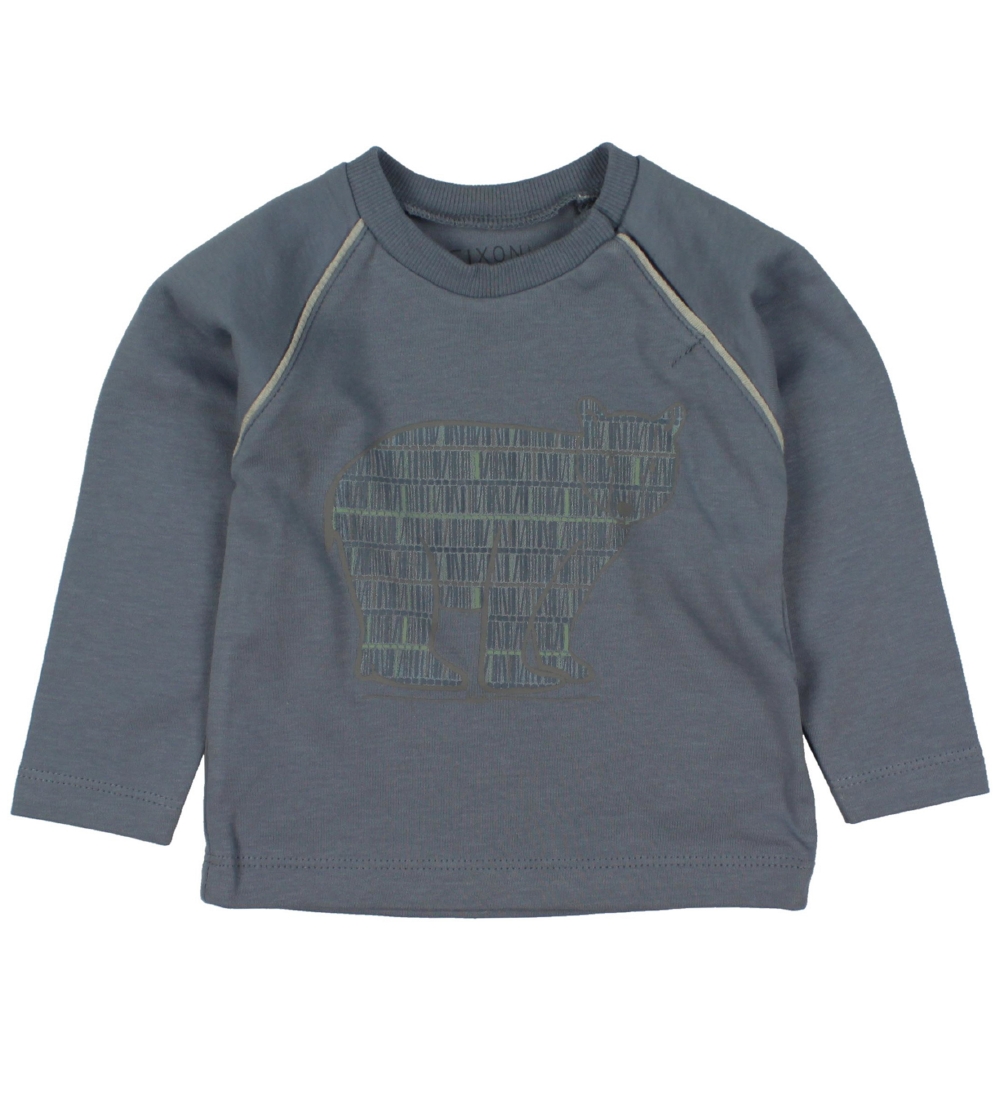 Fixoni Blouse - Dusty Blue w. Print