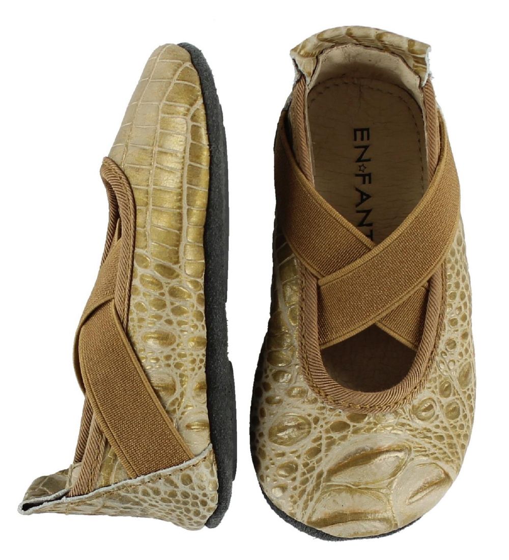 En Fant Ballerina Slippers - Gold Snakeskin