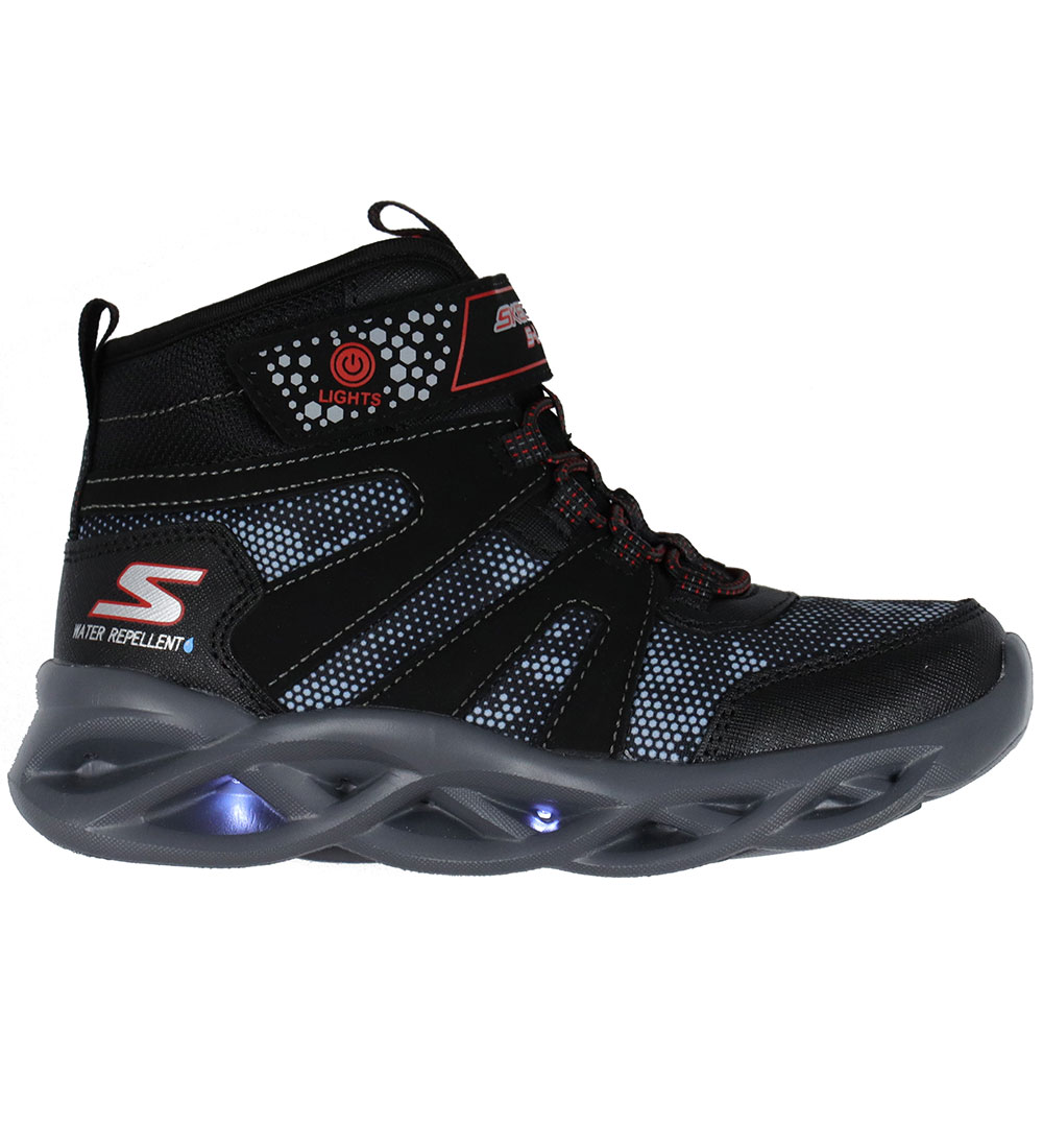 Skechers Boots w. Lights - Twisted Brights - Black/Red