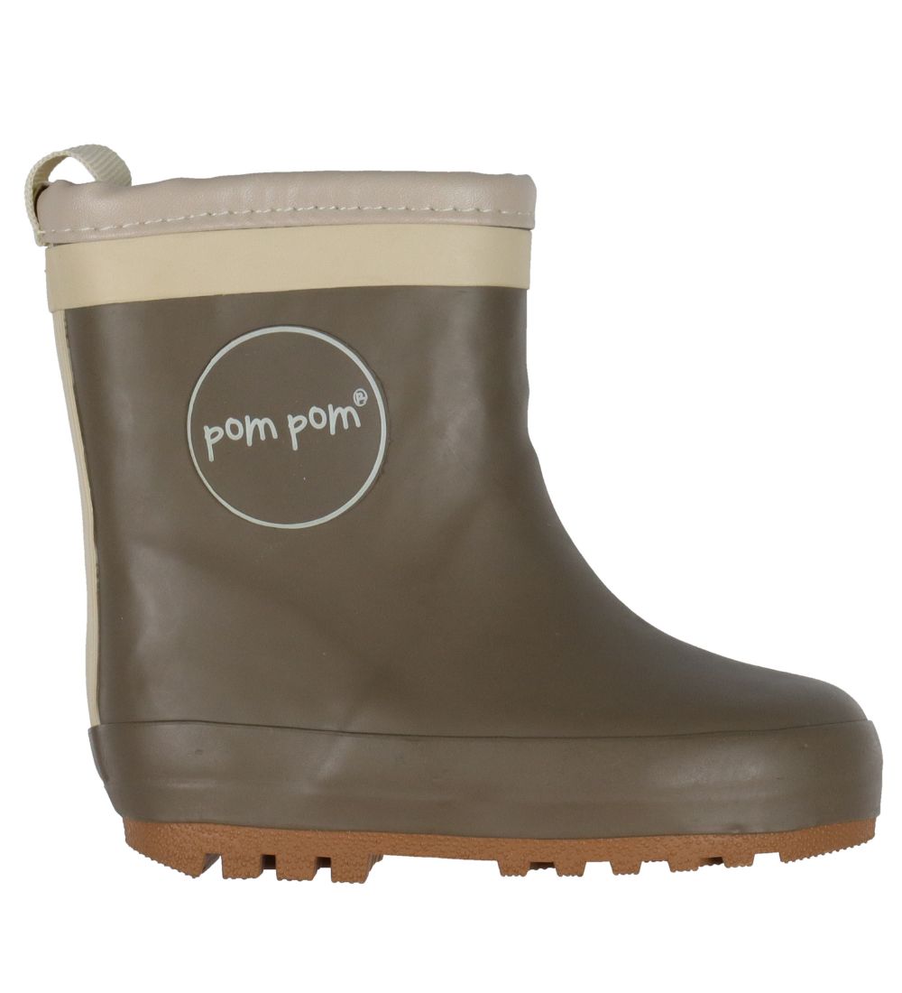 Pom Pom Rubber Boots w. Lining - Green