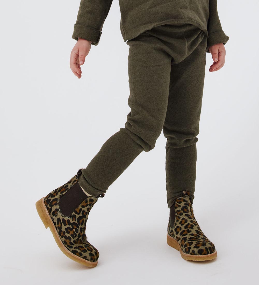 Angulus Støvler - Chelsea - Khaki Leopard m. Pels