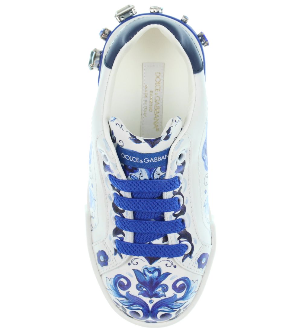Dolce & Gabbana Shoe - Blu Mediterraneo - White w. Blue/Rhin