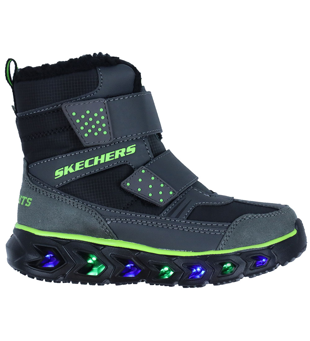 Skechers Winter Boots w. Light - Hypno- Flash 2.0 - Charcoal/Bla