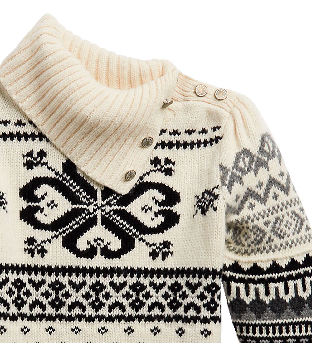 Polo Ralph Lauren Blouse - Wool/Nylon - Cream/Black w. Pattern