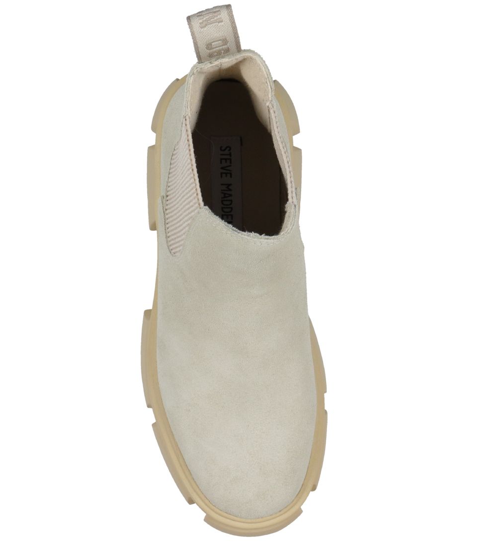 steve madden tusk chunky sole boots in beige suede