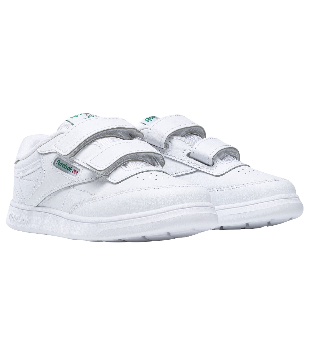 reebok club c double trainers in white and green