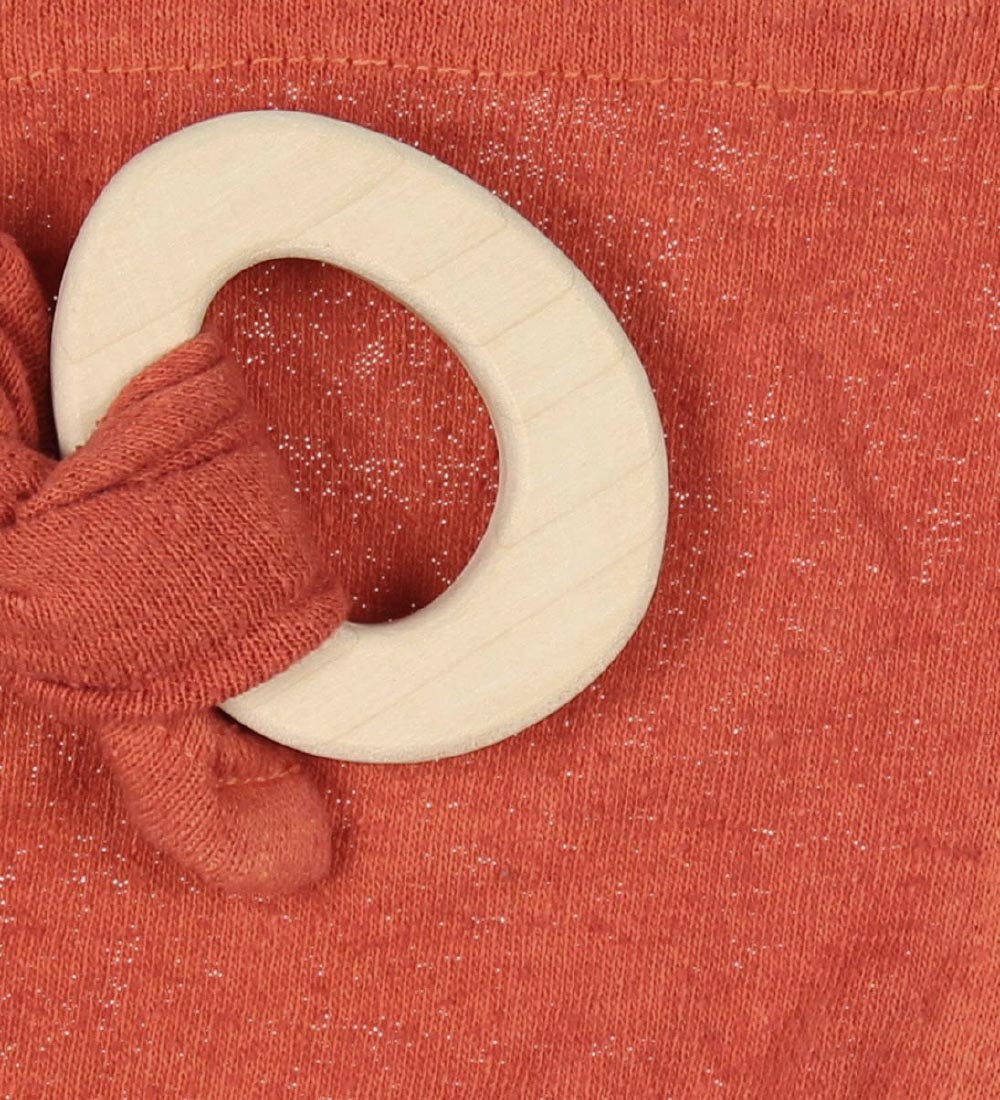 Loullou Teether & Comfort Blanket - Wood - Orange