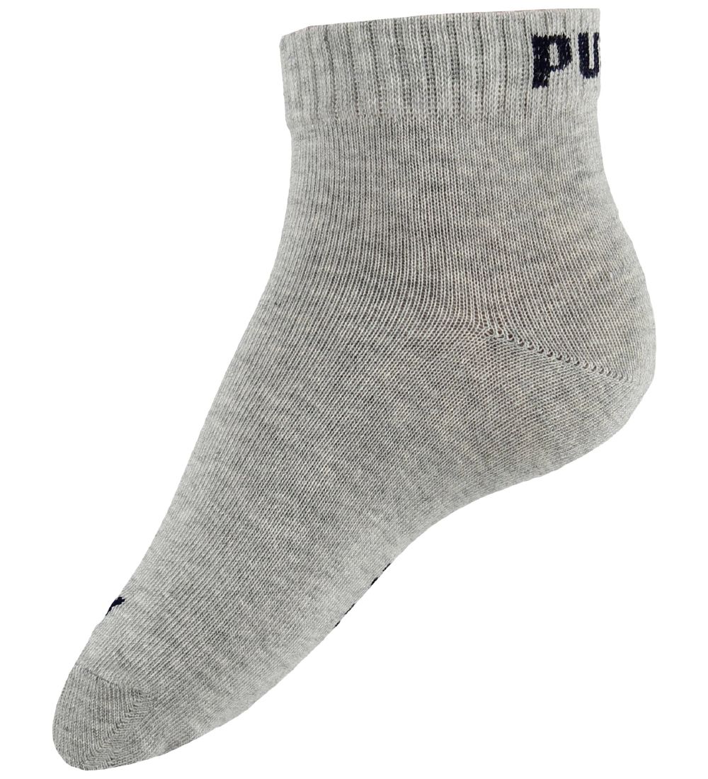 Puma Ankle Socks - 3-Pack - Quarter Plain - Blue/Grey Melange/Na