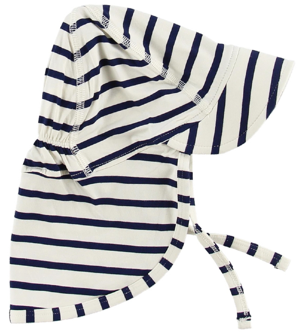 Minymo Sun Hat - Bamboo - White/Navy Striped
