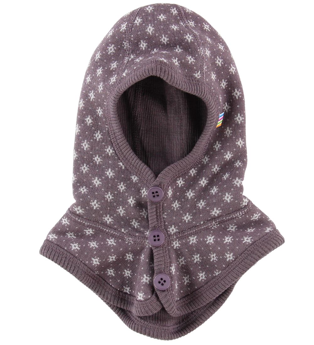 Joha Balaclava - Double Layer - Wool - Dark Purple/Pattern