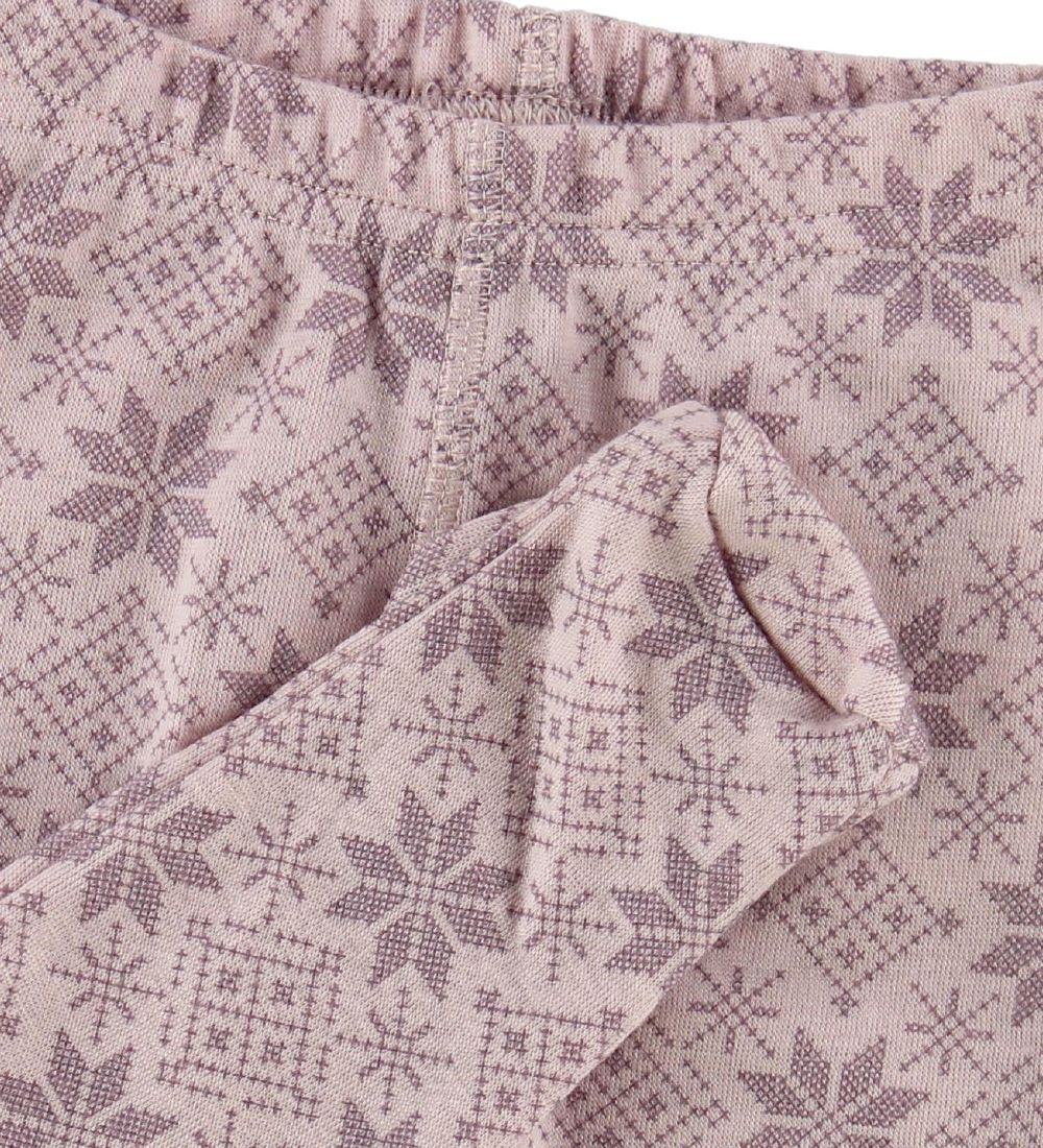 Joha Leggings w. Foot - Wool - Rose/Stars