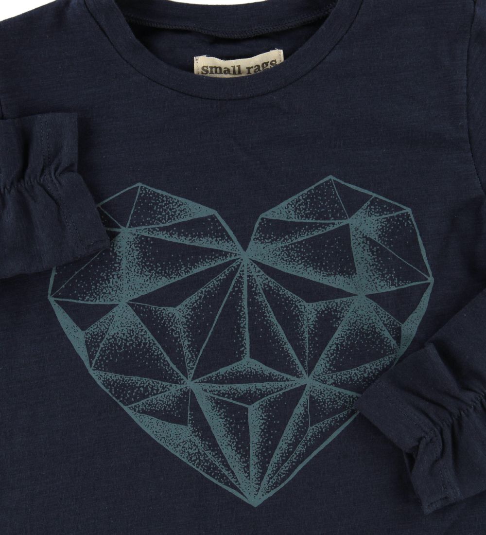 Small Rags Long Sleeve Top - Navy w. Heart