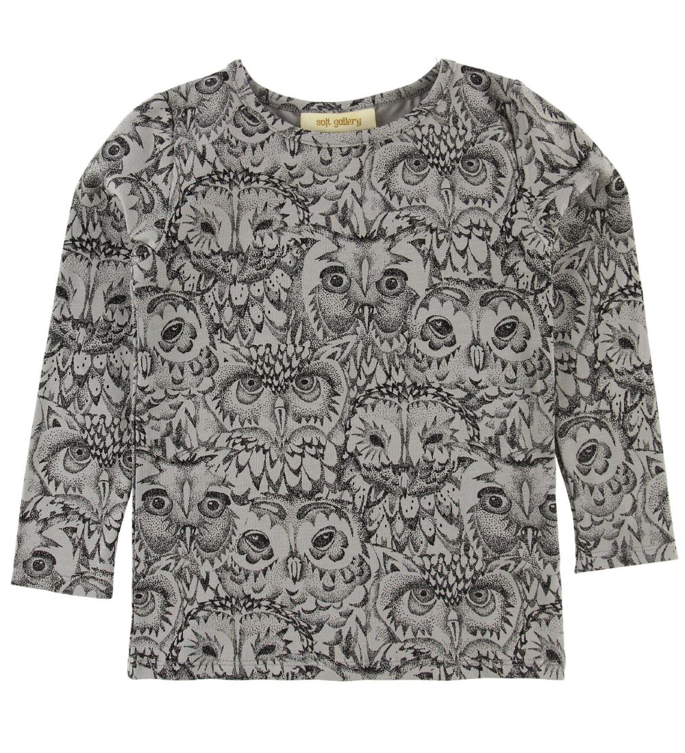 Soft Gallery Long Sleeve Top - Bella - Drizzle w. Owls