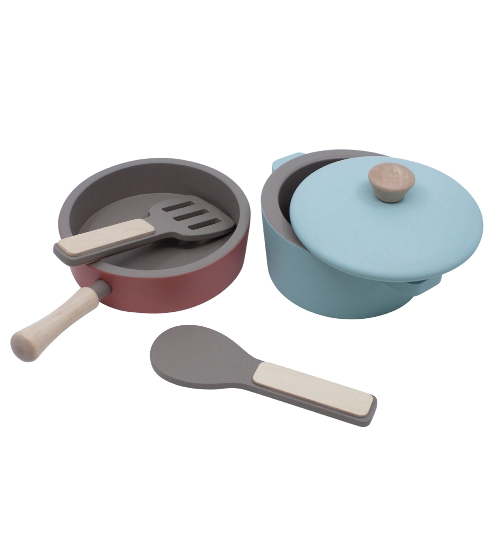 Sebra Play Kitchen Tool Set - Grey/Blue/Nature