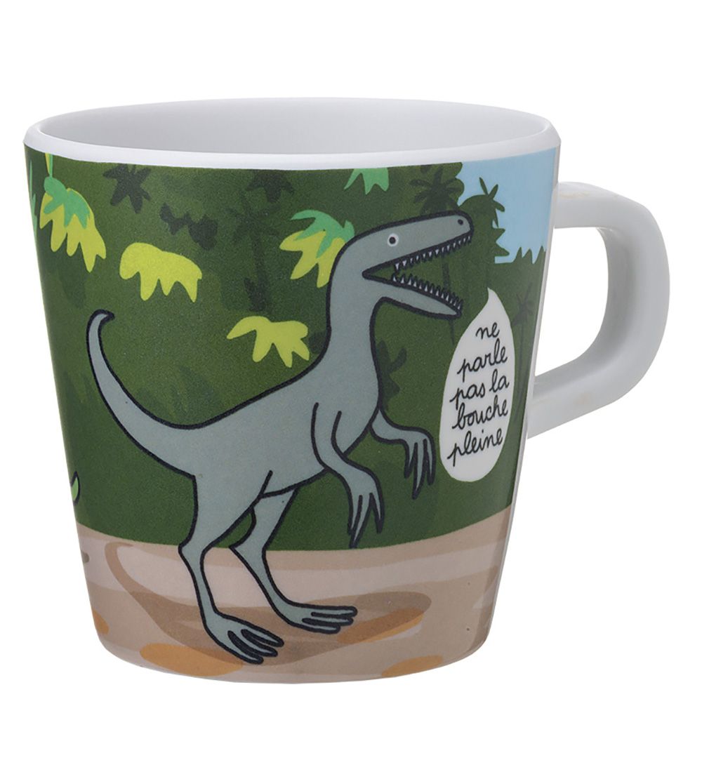 Petit Jour Paris Kopp - Melamin - Grønn m. Dinosaur
