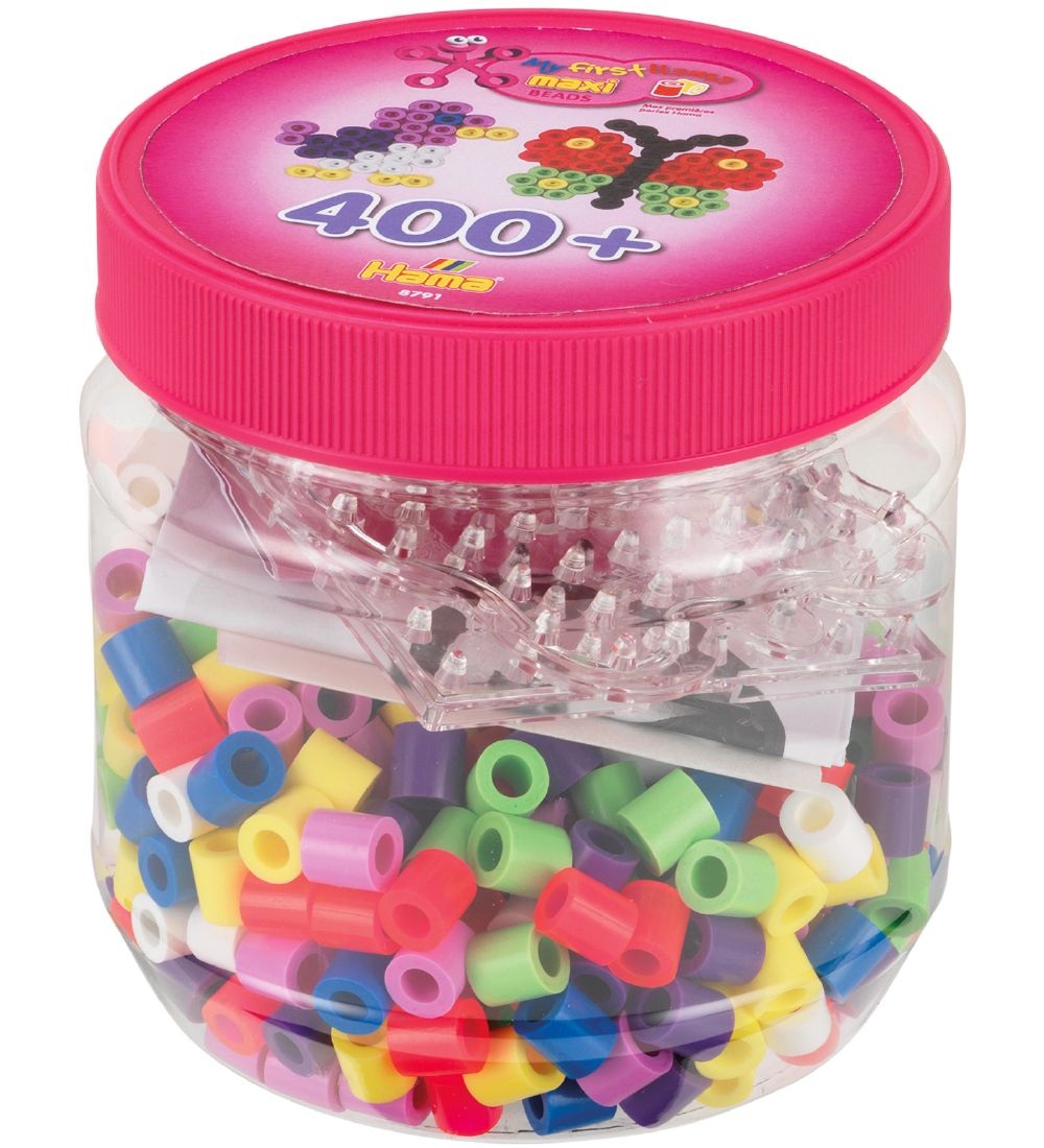 Hama Maxi Set w. Pegboards - 400 beads - Neon/Multi