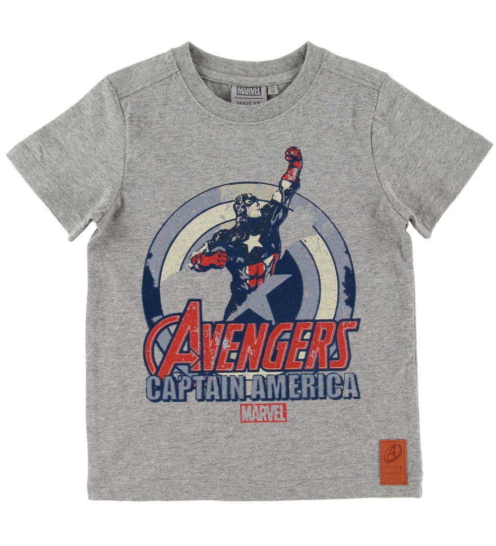Wheat Marvel T-Shirt - Captain America - Melange Grey