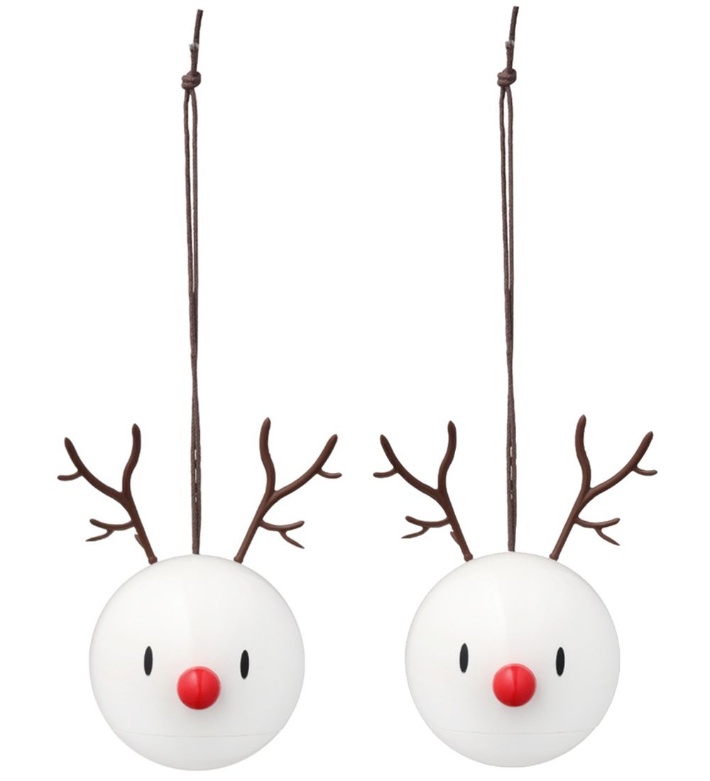 Hoptimist Christmas Ornament - Reindeer - 2-pack - D:5 cm - Whit