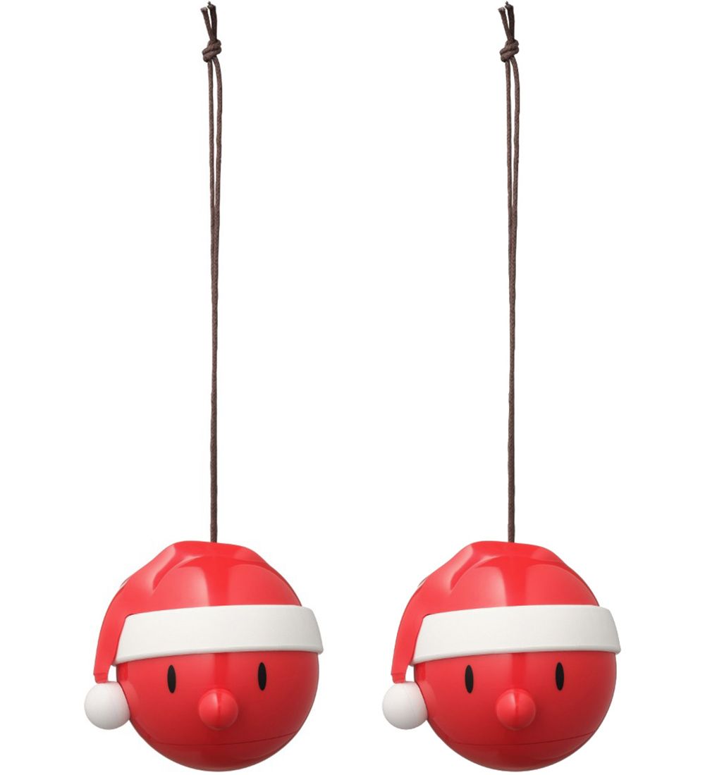 Hoptimist Christmas Ornament - Santa - 2-pack - D:5 cm - Red