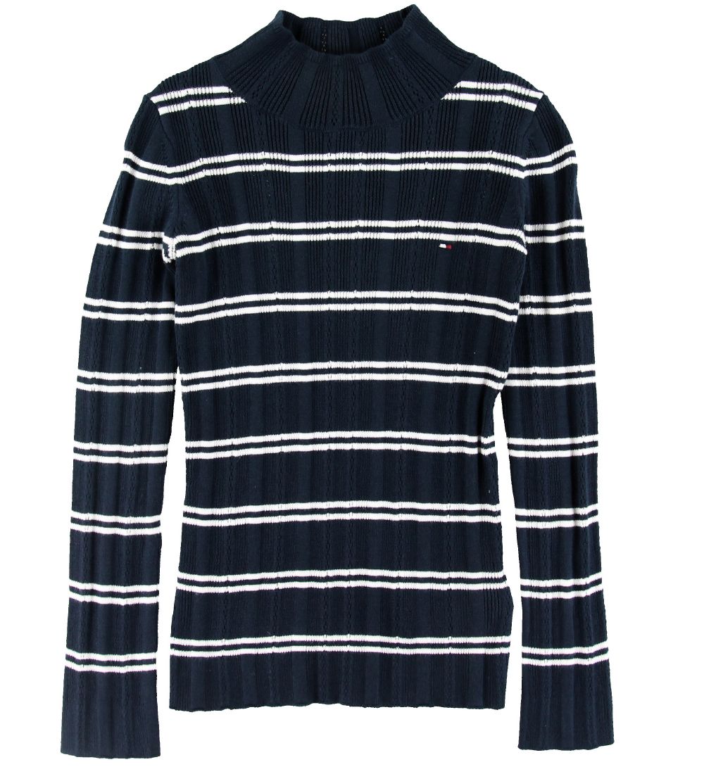 Tommy Hilfiger Blouse w. Turtleneck - Navy/White Striped
