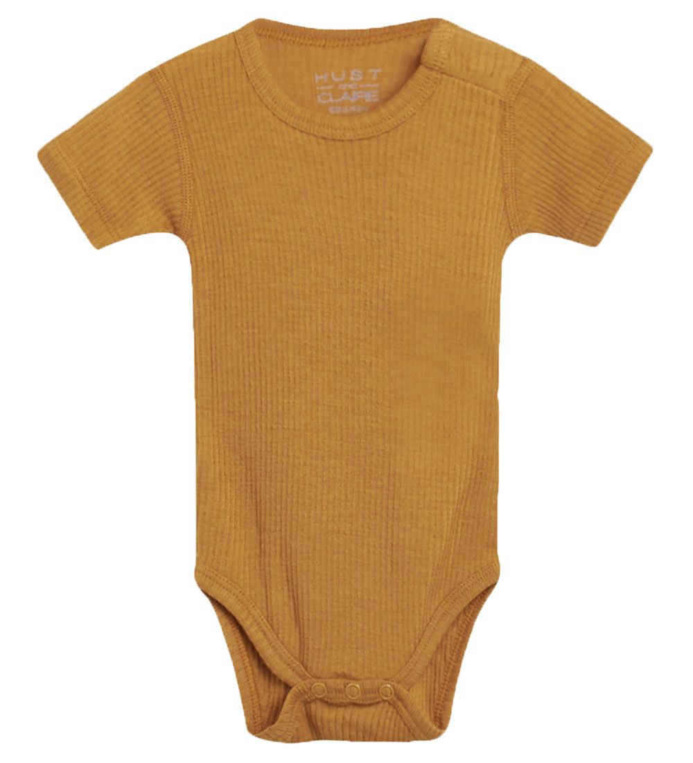 Hust and Claire Bodysuit s/s - Bet - Wool/Bamboo - Mustard