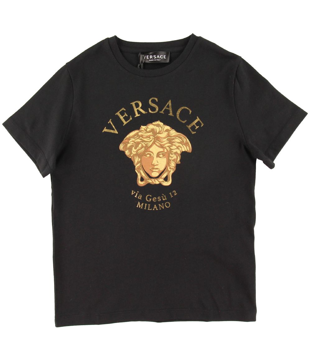 Versace T-shirt - Black w. Gold/Logo ASAP Shipping
