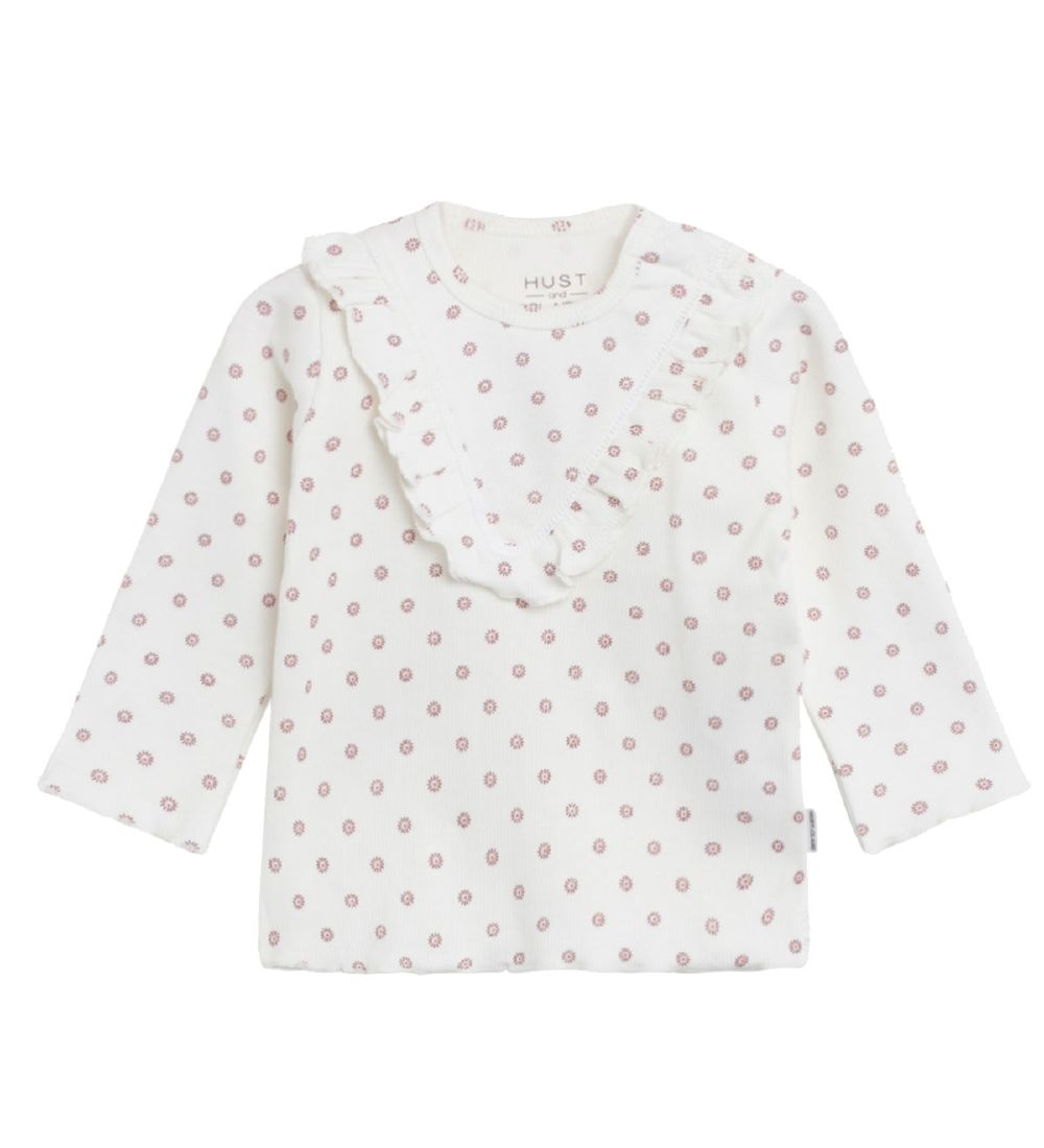 Hust and Claire Blouse - Alfrida - White with Flowers / Ruffles