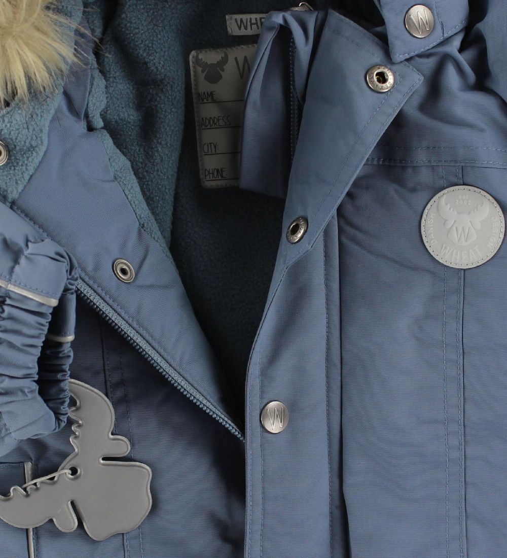 Wheat Winter Coat - Dusty Blue w. Faux Fur