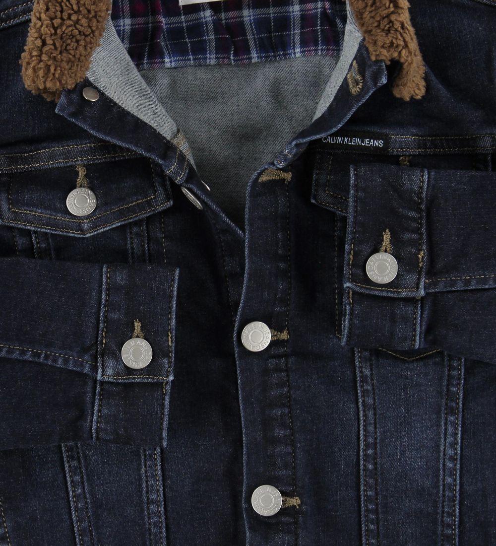 Calvin Klein Denim Jacket - Blue Denim/Brown Teddy