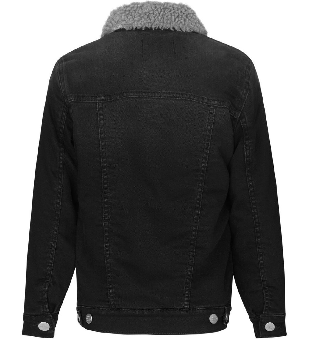 Mads Nørgaard Denim Jjacket w. linning - Ziggilo Sherpa - Black