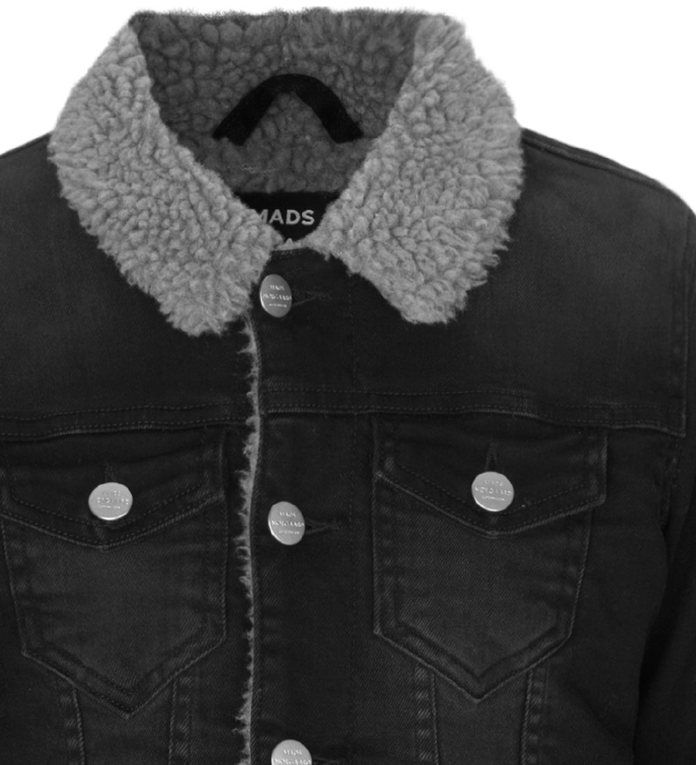 Mads Nørgaard Denim Jjacket w. linning - Ziggilo Sherpa - Black