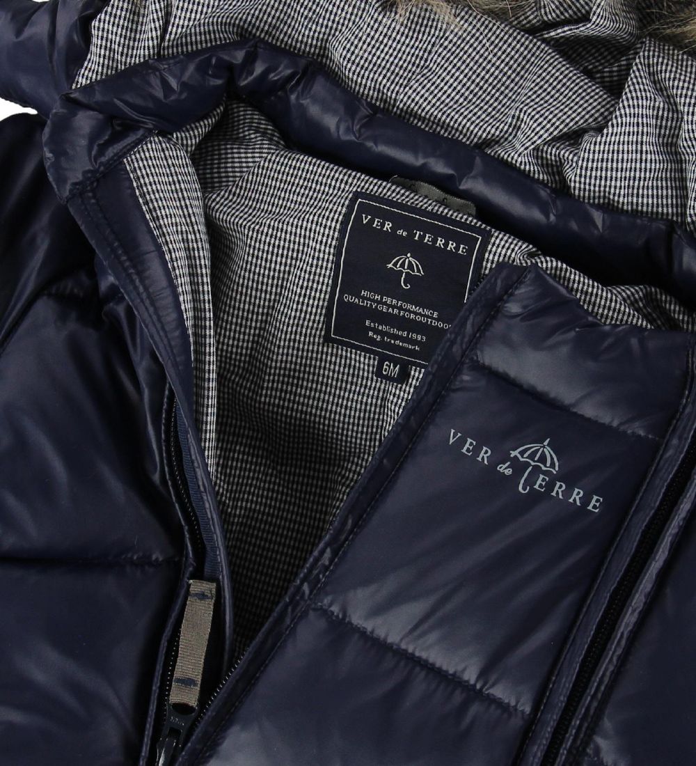 Ver de Terre Down Snowsuit w. Fur - Navy