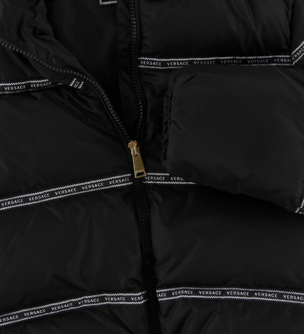 Versace Down Jacket - Black w. Logo Stripes