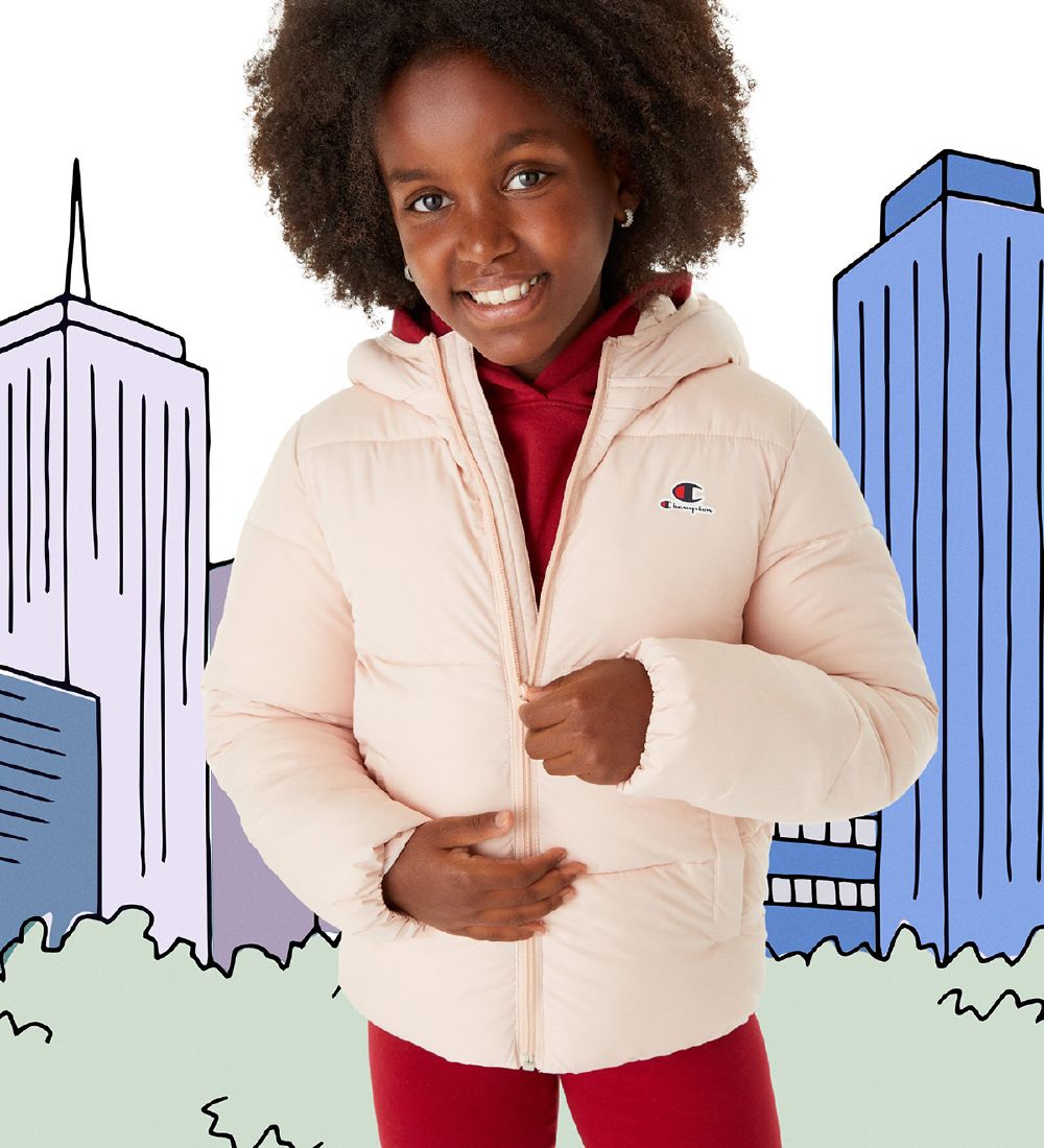 Champion Hooded Puffer Jacket - Pink