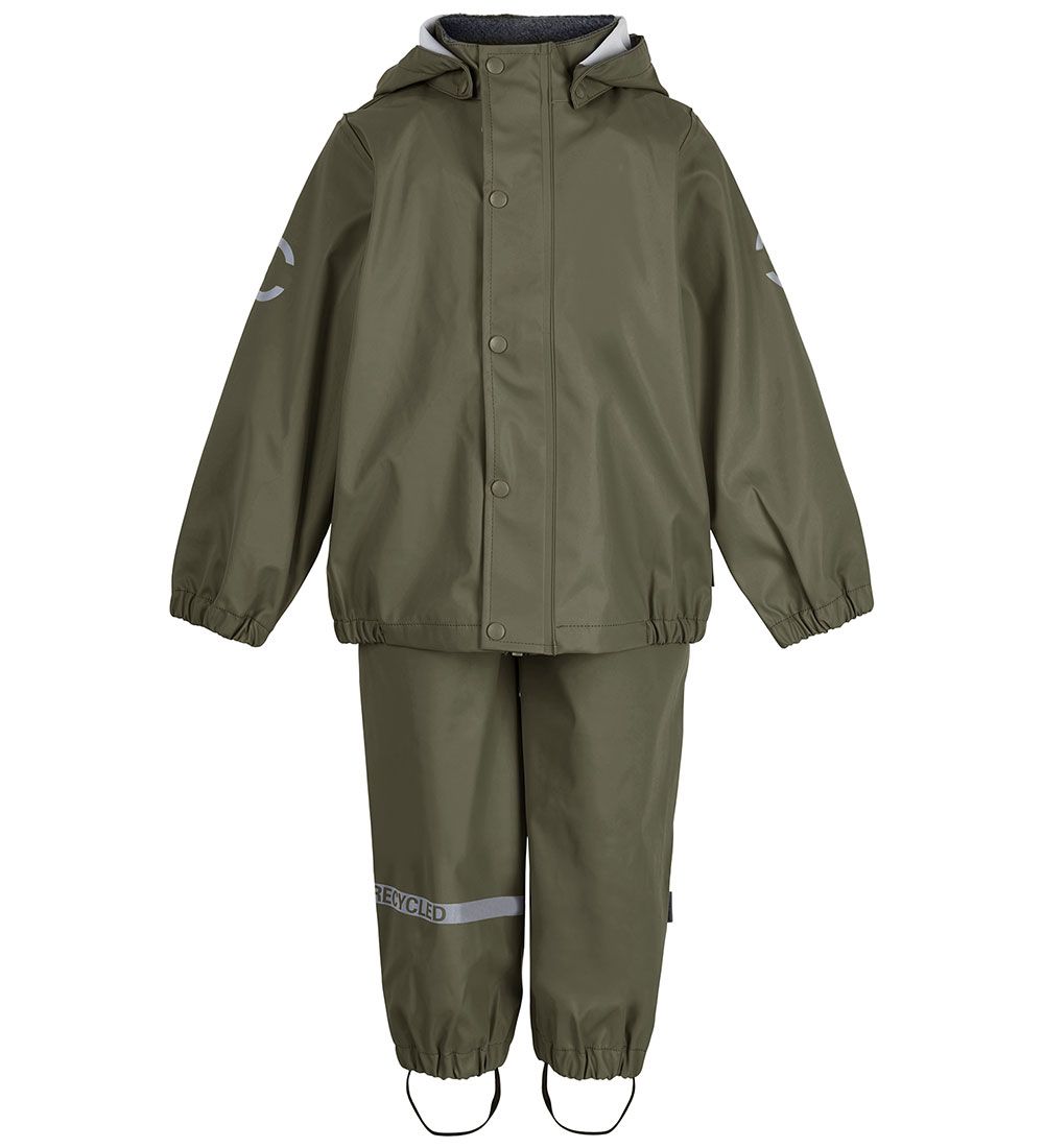 Mikk-Line Regenkleidung m. Träger - PU - Recycelt - Dusty Olive