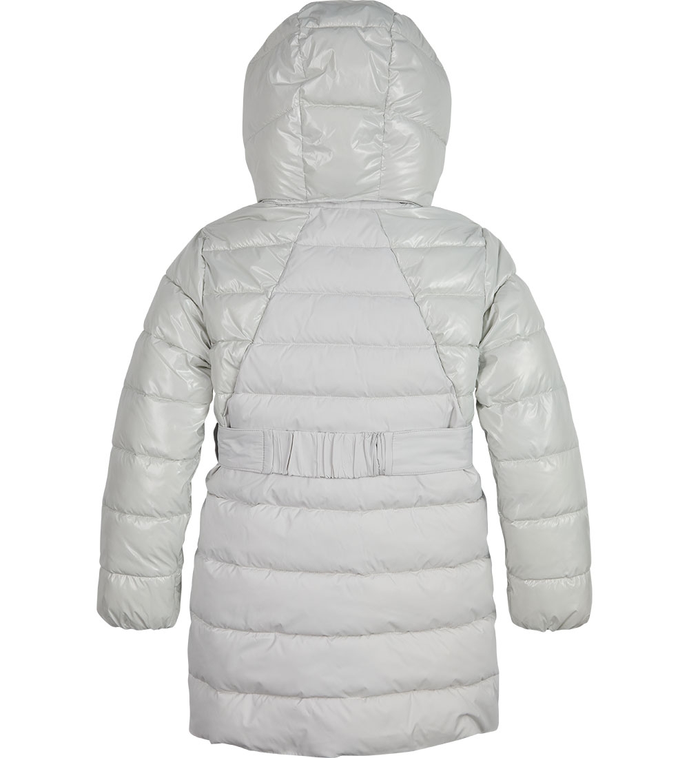 Calvin Klein Paddet Jacket - Mixed Media Belted Pouf - Stone Gre