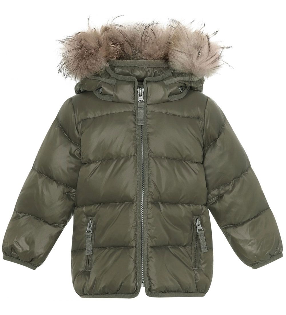 Ver de Terre Down Jacket w. Fur - Dark Moss