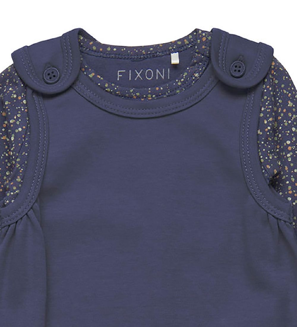 Fixoni Romper w. Bodysuit l/s - India Ink w. Dots