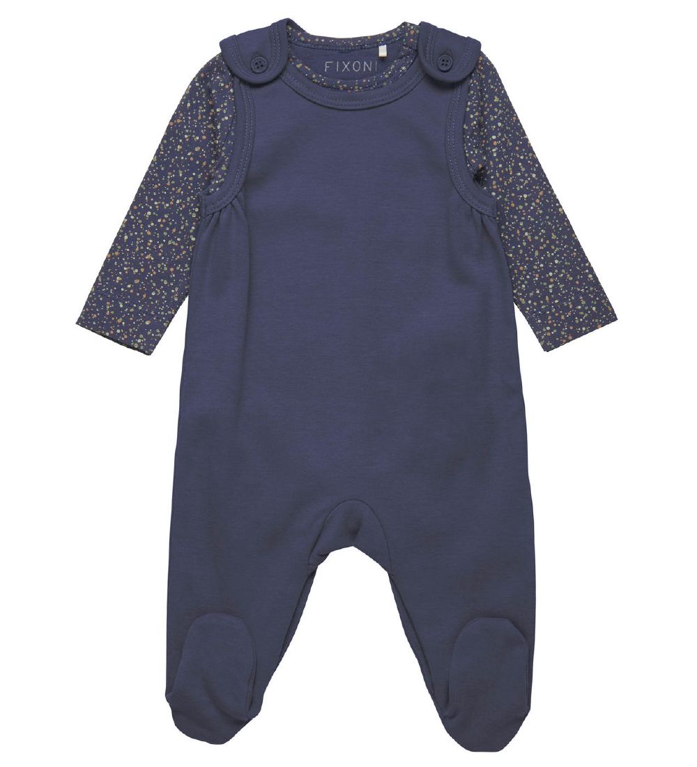 Fixoni Romper w. Bodysuit l/s - India Ink w. Dots