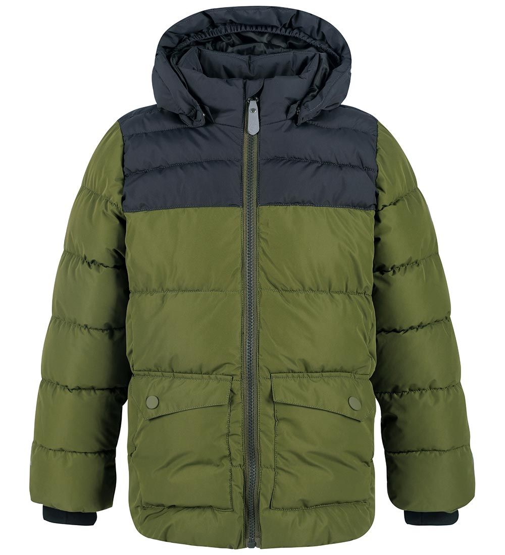 Color Kids Padded Jacket - Dark Olive w. Black