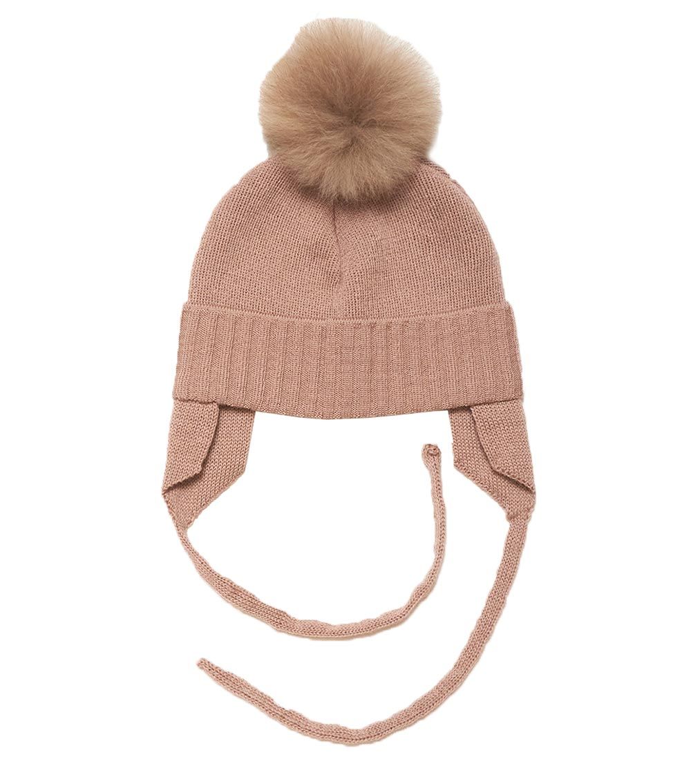 Huttelihut Beanie - Wool - Knitted - Rose/Camel